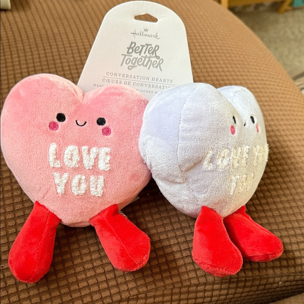 Hallmark Pink and Purple Plush Heart Duo